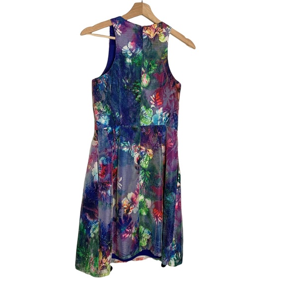 Aidan By Aidan Mattox Mesh Multi Color Floral Print A-line Dress w/ Pockets Sz 6 - Picture 8 of 8